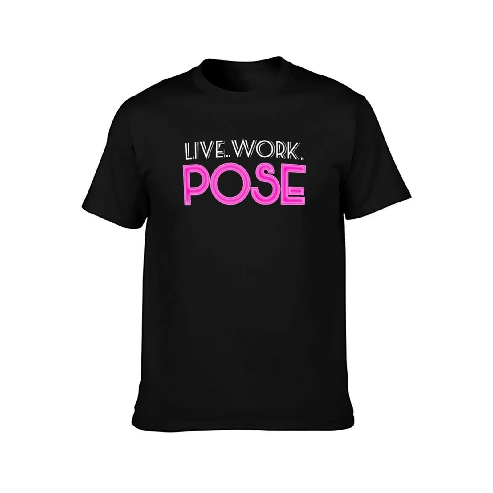 Live. Work. Pose. T-Shirt Summer Casual Cotton Tee Oversized Streetwear Tops Vintage Graphic Print Loose Fit Short Sleeve