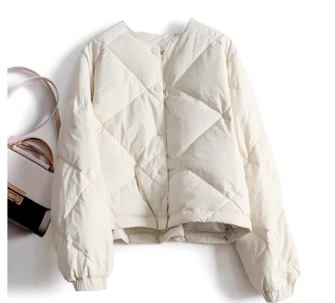 

Короткая пуховая хлопковая одежда премиум-класса с серым ромбом, универсальная куртка