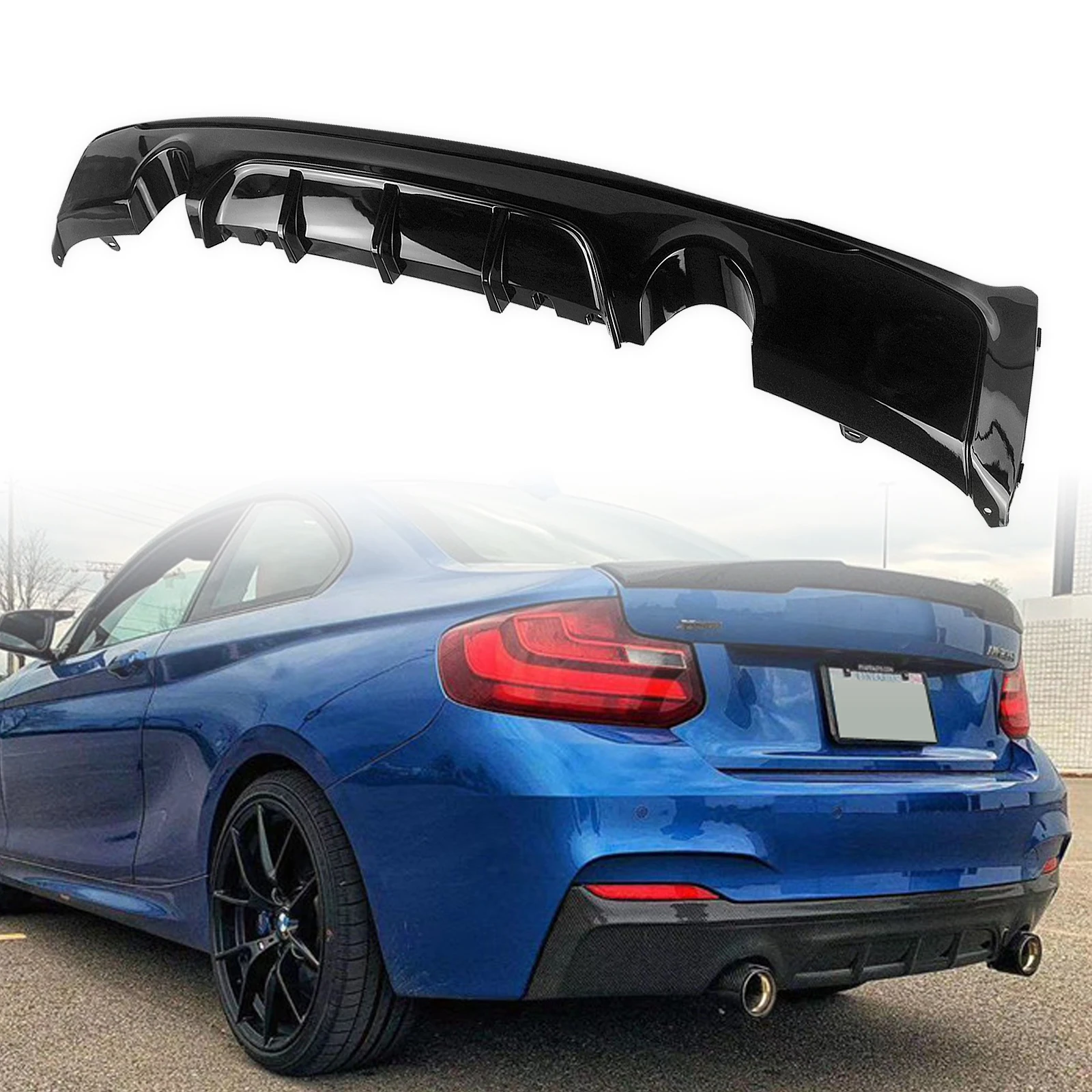 Auto Rear Bumper Diffuser Lip Exhaust Spoiler Plate Splitter ABS For BMW 2 Series 2 Coupe 2014-2021 M235i 220i F22 F23