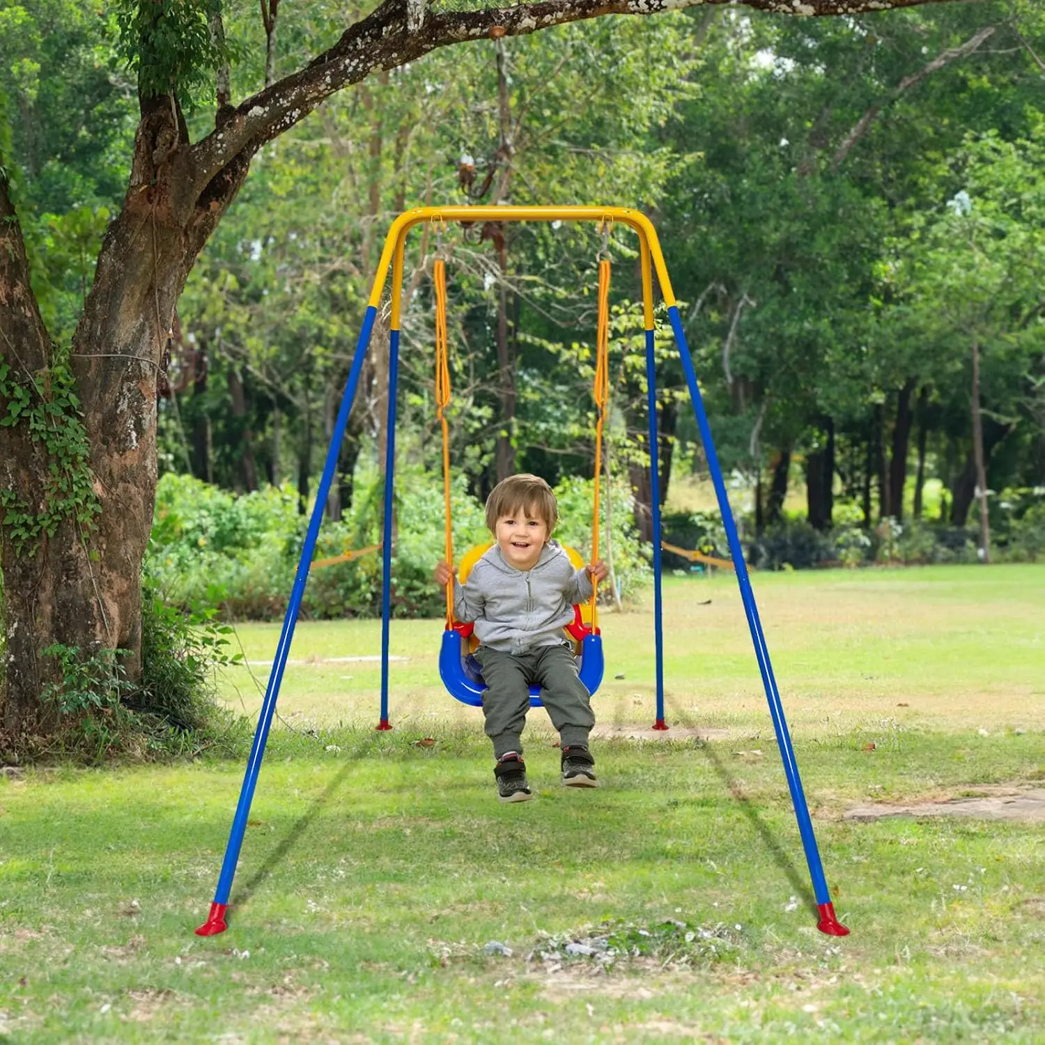 

3-in-1 Foldable Swing Set for Indoor and Outdoor Use, Safe Anti-Flip Seat, Easy Assembly and Storage