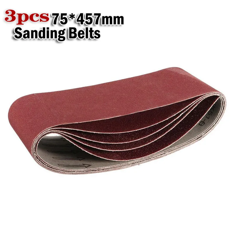 3PCS 75x457mm Sanding Belts Polishing Grinding Woodworking Sandpaper Abrasive 80# 120# 180# 240# 320#Grit Multifunctional Belts