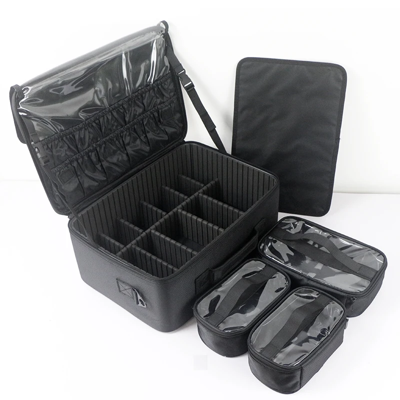 

Portable Artist Organizer Hairdressing Makeup Tool Brush Storage Box With Adjustable Dividers Travel Train Case for Toiletries