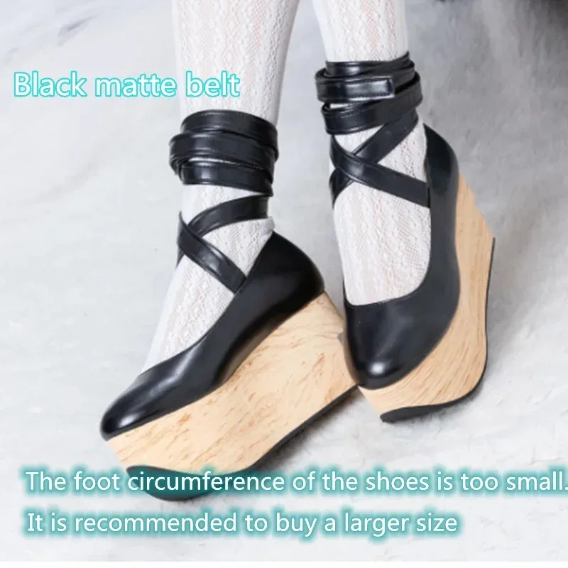 

Womens platform high heel pumps sandals cross-straps Lolita cosplay creepers Japanese Harajuku shoes rocking horse shoes 2024