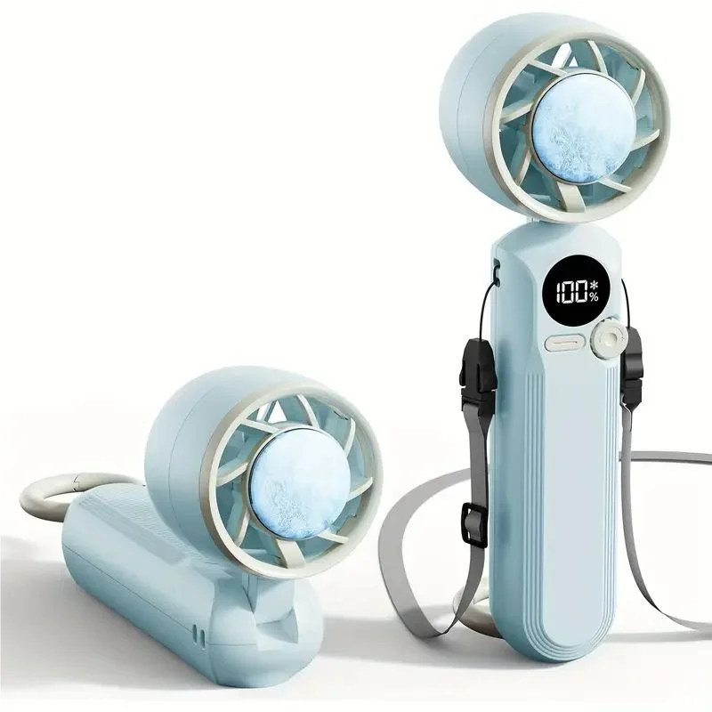 

Zai Xiao New high-speed handheld ice-compression fan digital display semiconductor fan bladeless turbine high-speed folding
