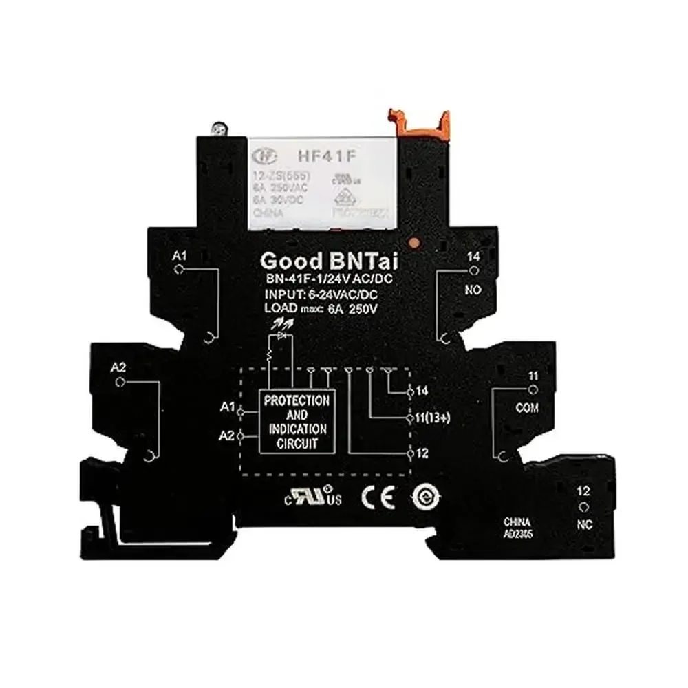 6A Slim Relay Module Protection Circuit 1 C/O Contact 12VDC/AC 24VDC/AC 230VAC Socket LED Indicator 6.2mm Thickness 10 Pieces