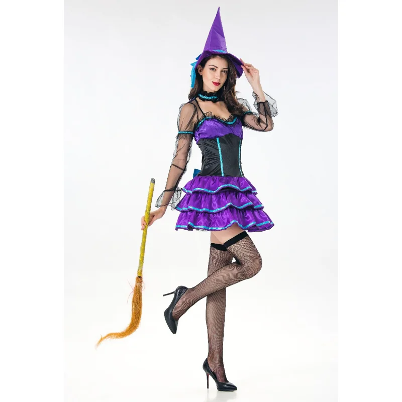 F1843 Women's Adult Purple Witch Halloween Costume