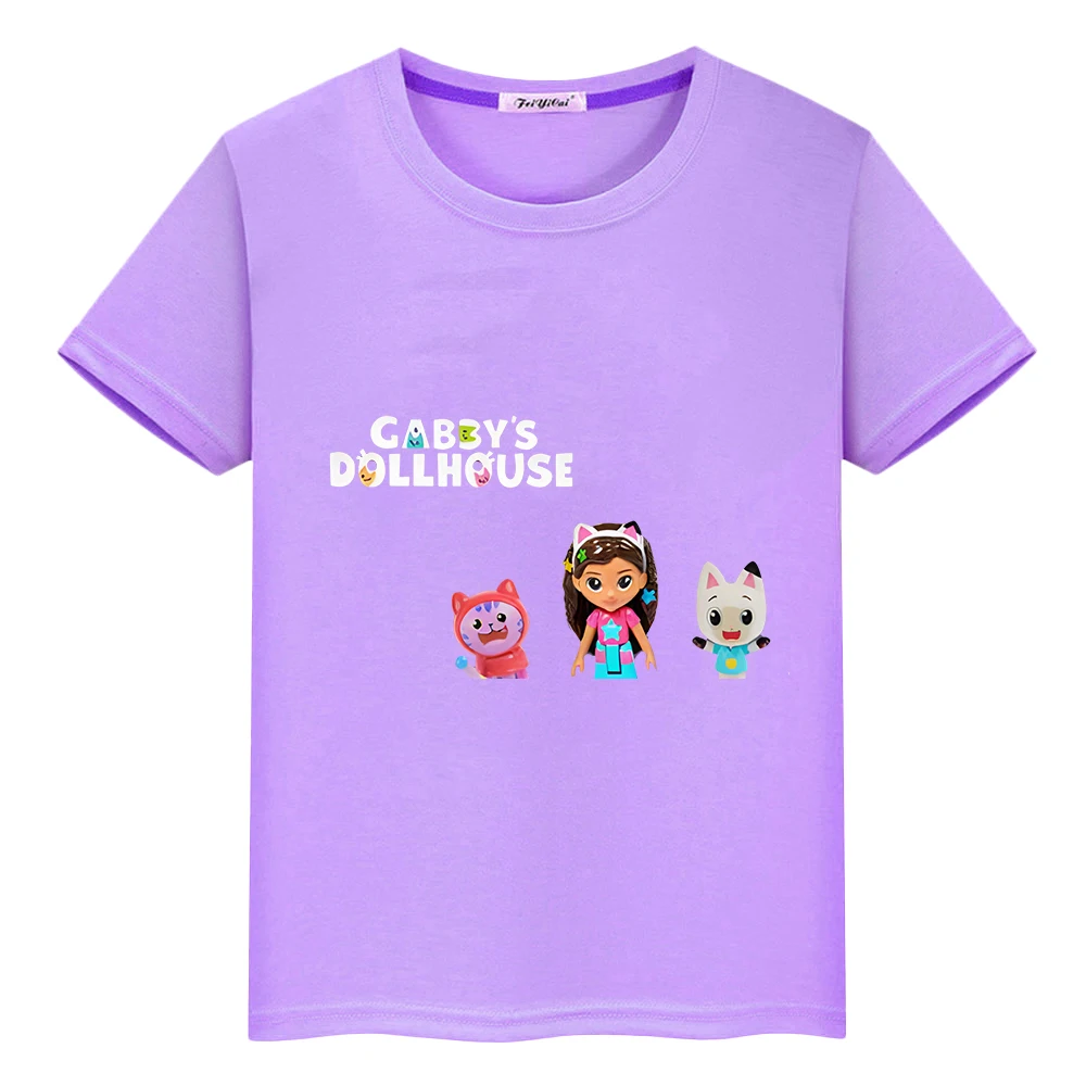 

Gabbys Dollhouse Print T-shirt 100%Cotton Short Sleeve pride tshirt anime Kawaii Tops y2k kids clothes girls Childrens Day gift