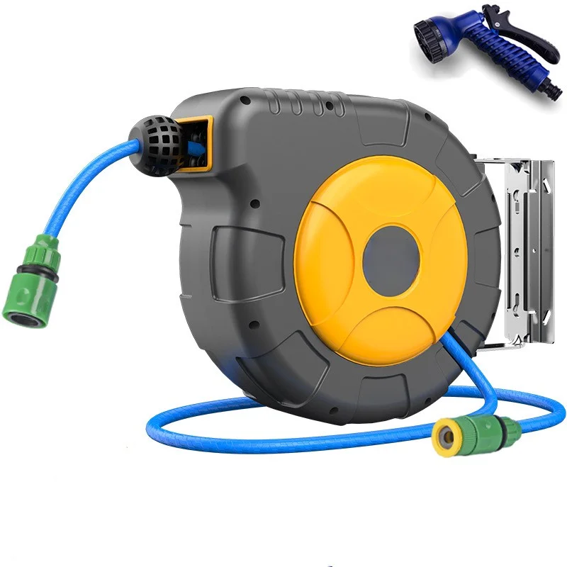 

10/12/15M Wall Mounted Retractable Garden Hose Reel With Nozzle Garden Irrigation System Holder Automatic Rewind Swivel Bracket