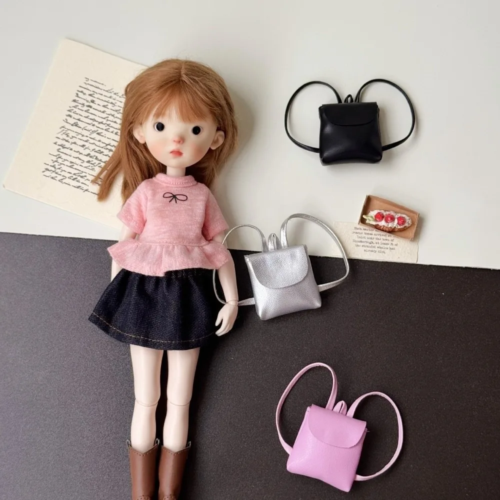 Cute PU Leather Mini Backpack Bag Photography Props Solid color Doll Backpack Doll Accessories Doll Leather Bag 1/6 Zsiga