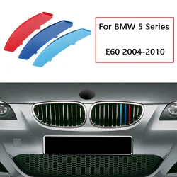 3Pcs ABS Car Racing Front Grille Trim Strips For BMW E60 E39 E61 5 Series 1995-2003 2004-2010 M Power Grill Clip Accessories