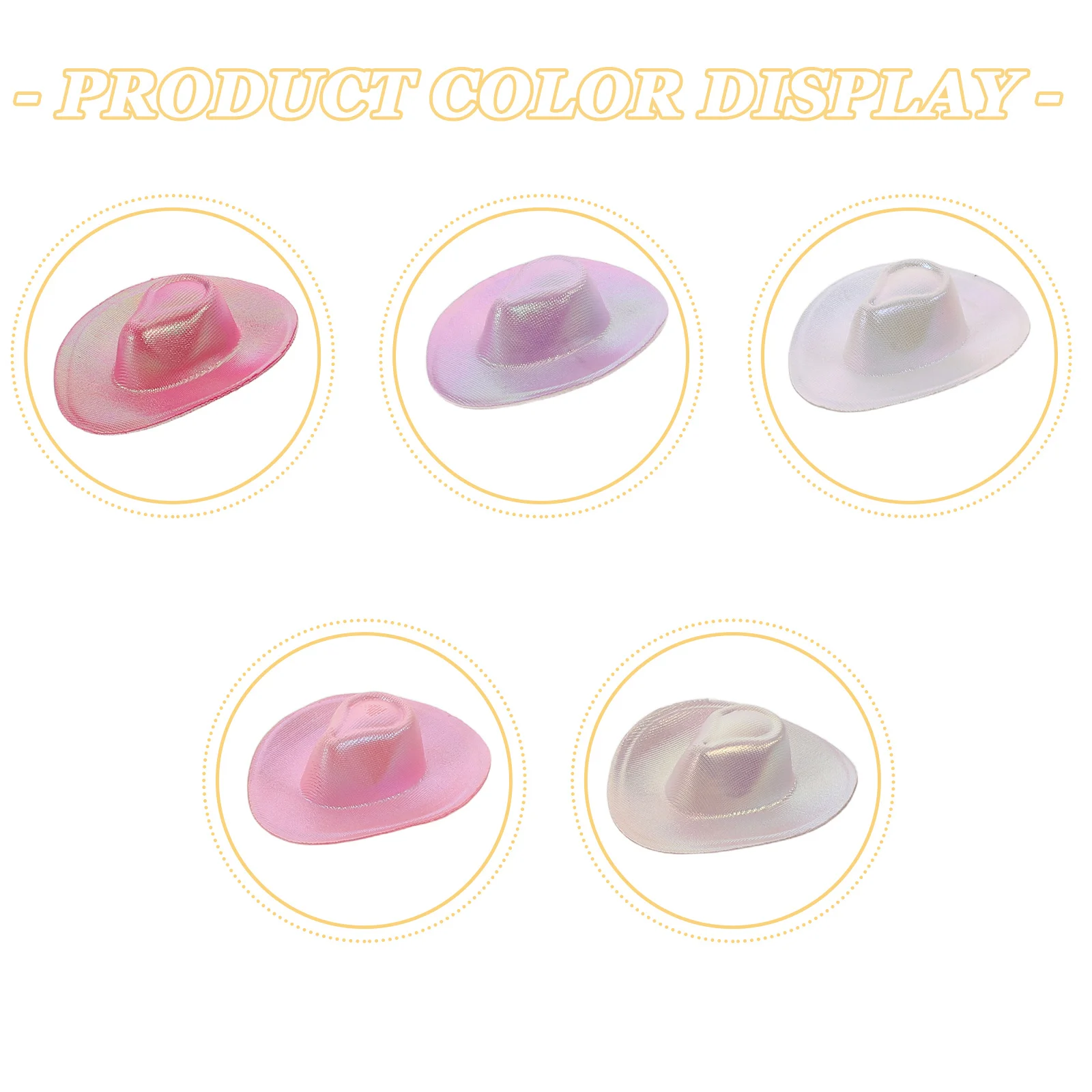 10pcs Mini Decorative Hats: Holographic Cowboy Hats For Accessories, Western Party Favors, Baby Shower Decor, Mini Craft Hats,