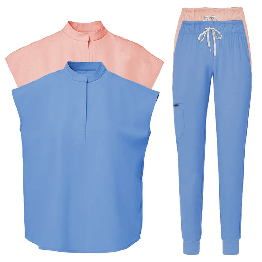 

Women's Stand Collar Large Cuff Fashionable Simple Solid Color Nurses' Clothing Brush Hand Clothes Work Free Custom Logo