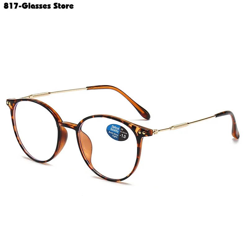 Retro Round Myopia Glasses Women Men Vintage Finished Ladies Eyewear Finished Prescription Eyeglasses 0 -0.5 -0.75 To -6.0