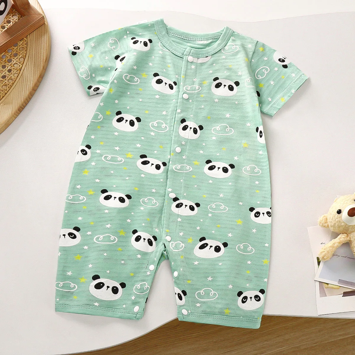 Summer Baby Onesie Pure Cotton New Style Romper Newborn Baby Short Sleeve Thin Open Crotch Crawling Clothes Children\'s Clothing