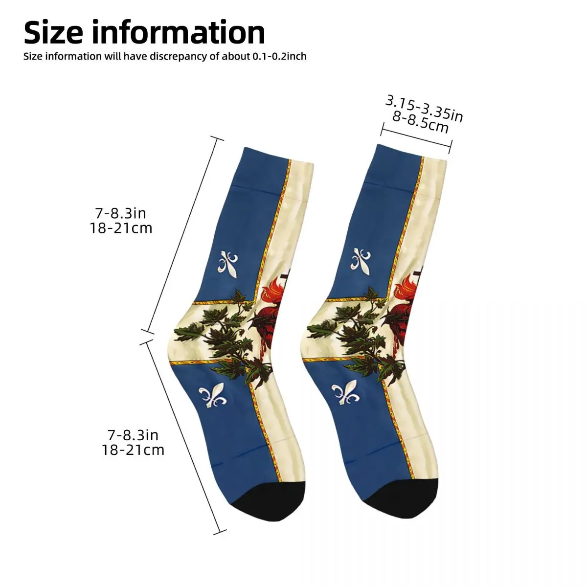 Funny Crazy Sock for Men Quebec Sacred Heart Flag Vintage Christian Quality Pattern Printed Crew Sock Novelty Gift