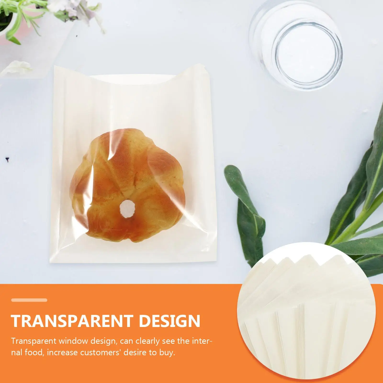 100 Pcs 18X19Cm White Greaseproof Paper Bags With Clear Window For Wrapping Storage Packing Gift Household Bakery Snack