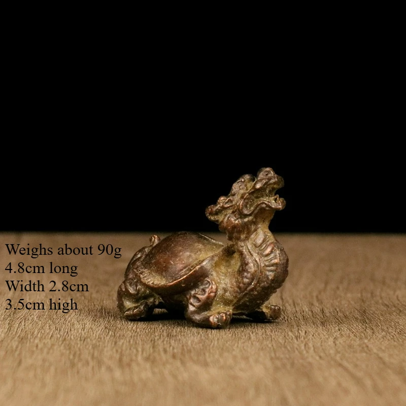 

Brass Antique Solid Dragon Turtle Ornaments Home Living Room Shop Study Office Tea Table Tea Pet Ornaments Decoration Gifts