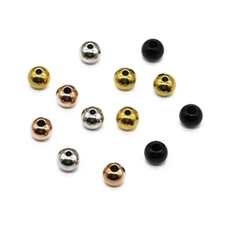 Stainless Steel 3 4 5 6 8mm Gold Black Plated Spacer Beads 1.5 2mm Hole Charm Loose Beads DIY Bracelets Beads for Jewelry Making