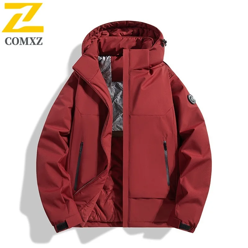 

COMXZ 2025, мужская и женская теплая ветровка, водонепроницаемая, дышащая, ветрозащитная, для пешего туризма, морозостойкое хлопковое толстое пальто, уличная флисовая куртка