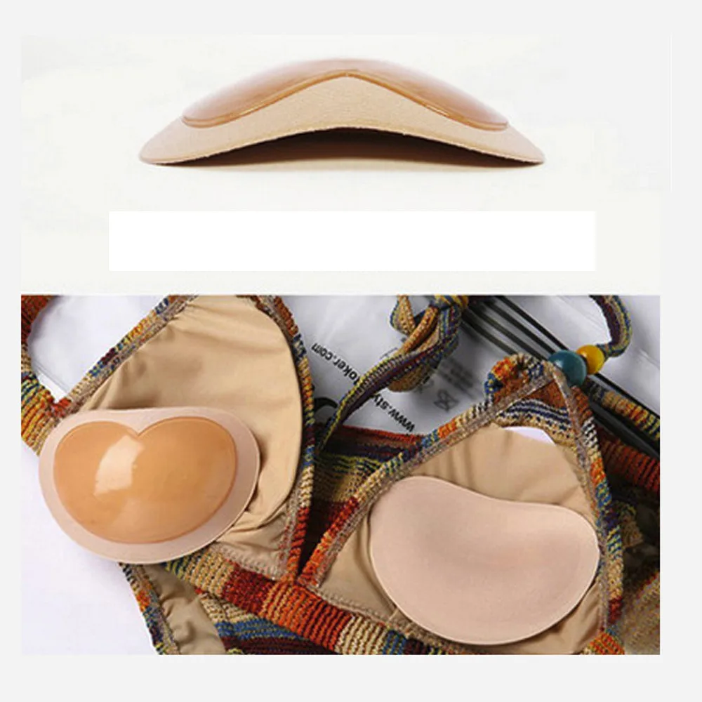 1 Pair Swimsuit Bikini Padded Paste Small Bust Thicker Padding Breathable Insert Sponge Bra Self-adhesive Invisible Chest Pads