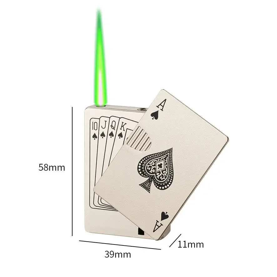 Creative Lighter Jet Torch Turbo Playing Cards Lighter Windproof Metal Lighter Metal Funny Toys For Men Smoking Accessories