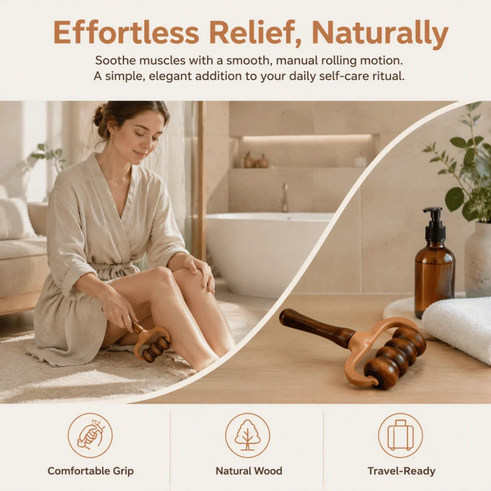 1/2Pcs New Portable Handheld Massage Roller Comfortable Gifts Wooden Roller Massager Body Massage Tool for Arms Legs Body