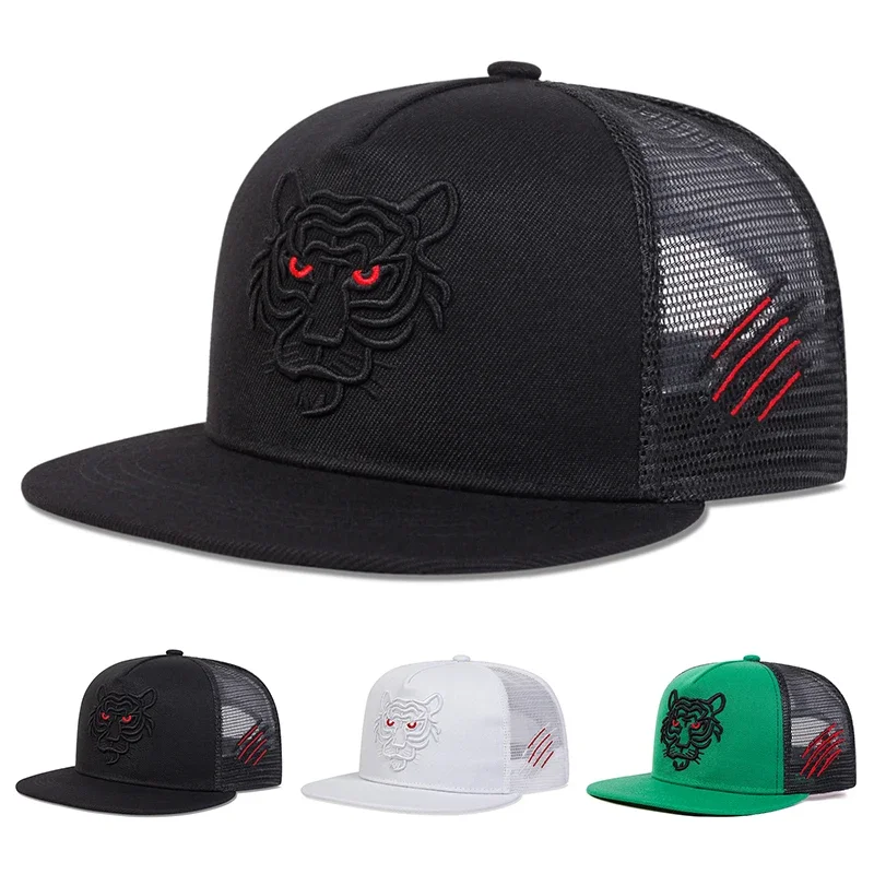Unisex Tiger Embroidery Hip-hop Net Hats Spring And Summer Outdoor Adjustable Sports Casual Baseball Caps Sunscreen Hat