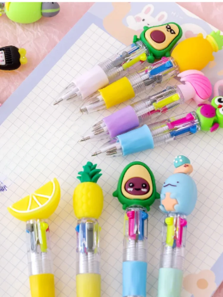 20Pcs/Lot Cute Cartoon 4 Color Mini Ballpoint Pen KawaiiUnicorn Flamingo Retractable Stationery Gift SchooOoffice Supplies