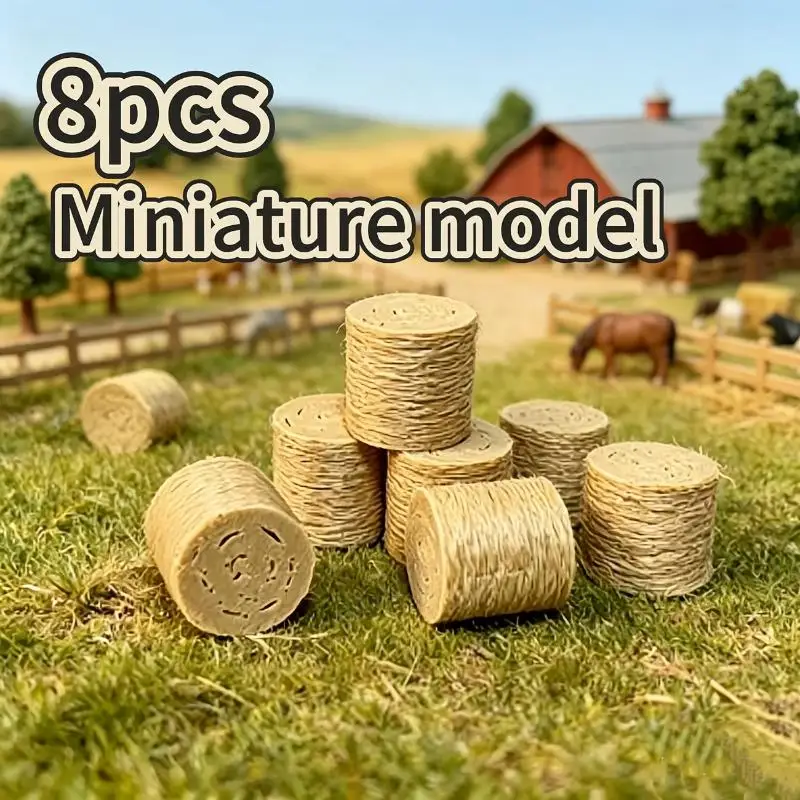 8/16pcs, Realistic Haystack Miniature Landscape Decoration, Hay Bale, Plastic Model Accessories, Farm-themed Ornament