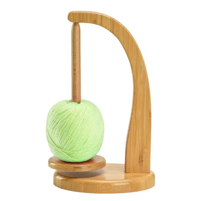 Wooden Yarn Holder Spinning Knitting Tools Crochet Yarn Holder Rotating Magnetic Thread Spool Wool Ball Winder Rotation Spinner