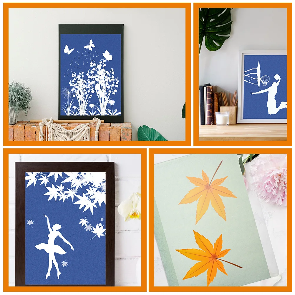 1Set Sun Print Paper A5 Cyanotype Kit for DIY Sun Printing Art Projects Outdoor Classroom Craft Making Material