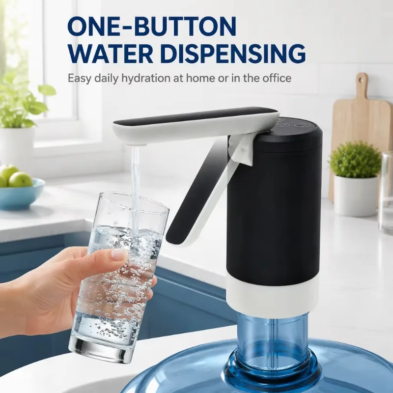 Portable Electric Bottled Water Pump 800mAh Rechargeable Foldable Spout Food Grade PP for Home Office Outdoor Travel Daily Use