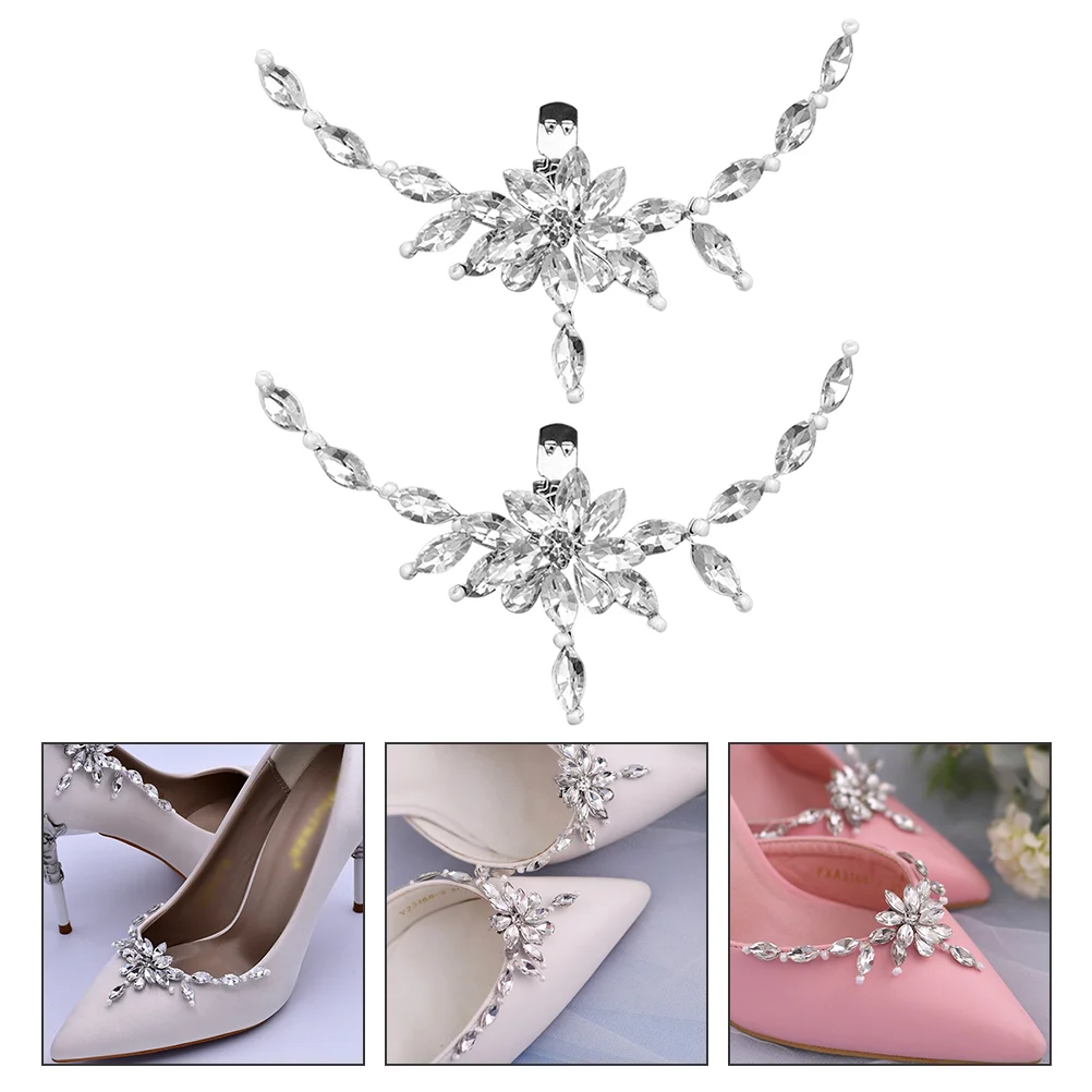 Shiny Rhinestone Shoe Clips for Women Heels Silver Jeweled Removable nament Versatile Decoration Charm Bridal Wedding