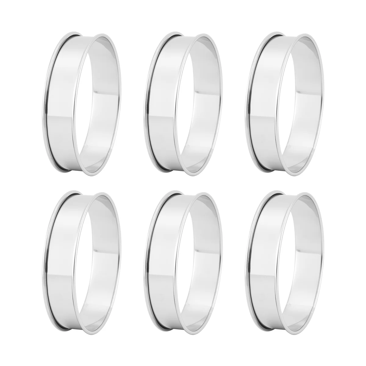 Paquete de 6 anillos de Muffin en inglés de doble rollo, anillos de miga de acero inoxidable, anillos de tarta, redondos, 4 pulgadas