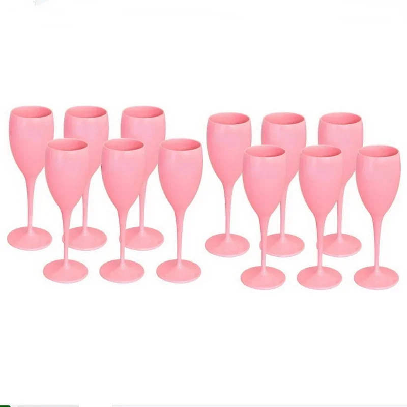 Hot Selling PC Plastic Champagne Glasses and Red Wine Glasses Acrylic Pink Orange Champagne Flutes Wholesale Party Wine Acrylic