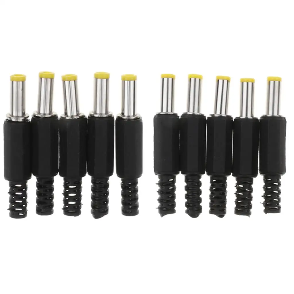 Preto DC Power Plug Connector, Peças de reposição, 5,5x2,1mm, 10pcs