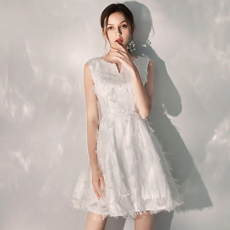 DongCMY White French Dress Usually Can Wear Birthday Homecoming Dresses Female Party Temperament Bridesmaid Cocktail Dresses2024