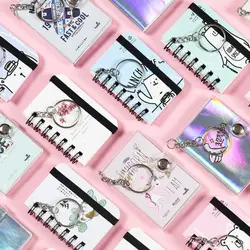 Porte-clés à motif aléatoire avec poche pour bloc-notes, petit livre, carnet de notes, mini carnet Kawaii, classe étudiante, licence de journal