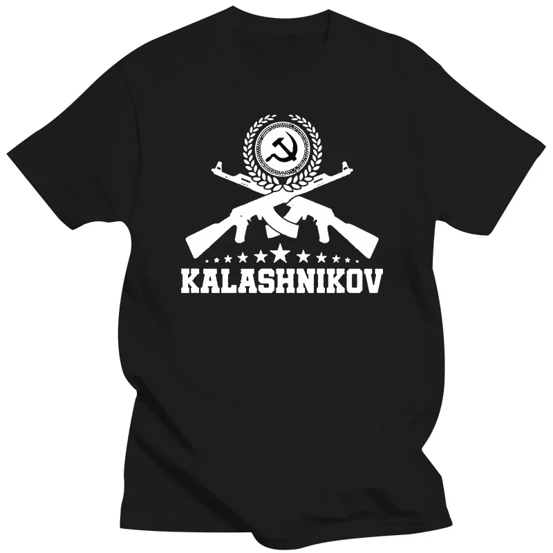 Camiseta de manga corta para hombre, prenda de vestir, con cuello redondo, con estampado de armas rusas de la URSS, Kalashnikov Ak-47