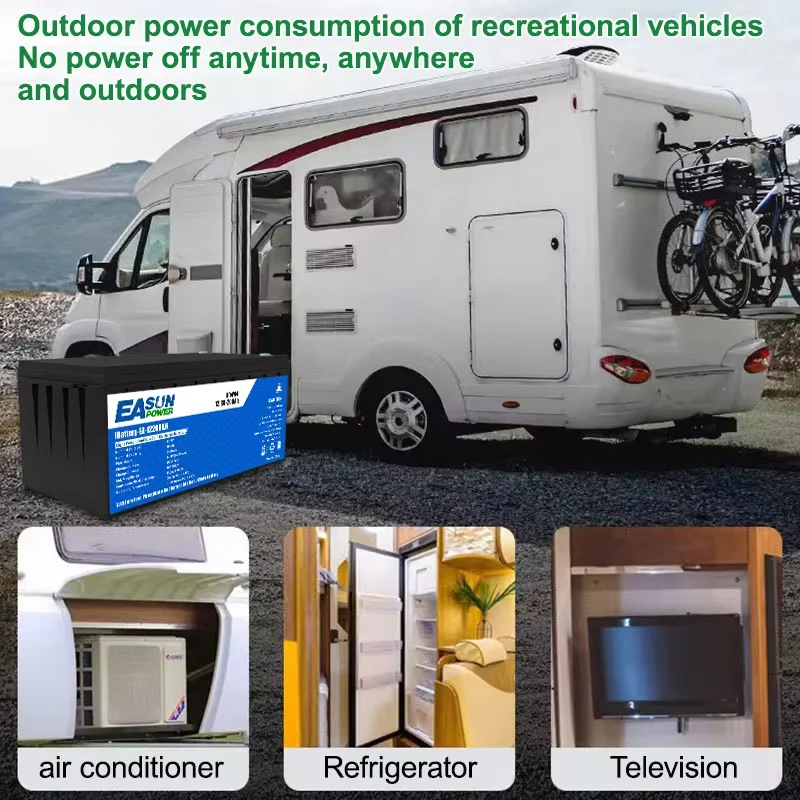 EASUN 200AH 100AH Lifepo4 Battery 12V 24V Packs Solar Lithium Iron Phosphate Battery Rechargeable BMS Grade A 6000+ Cycle