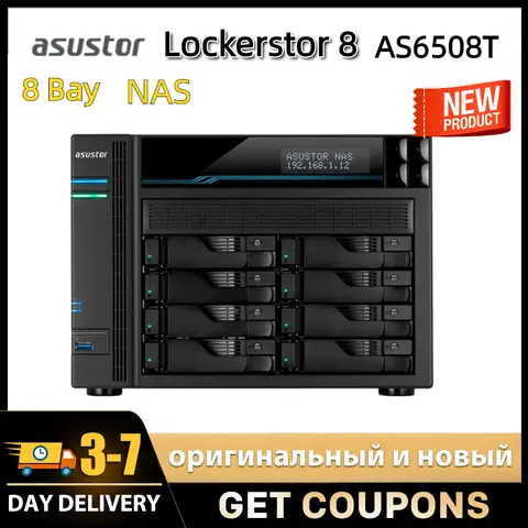 Asustor Lockerstor 8 AS6508T 8 Bay 8GB of DDR4 RAM ADM 3.4 NAS Server Enclosure Cloud Storage PK synology⊰ds1821+ ds1522+