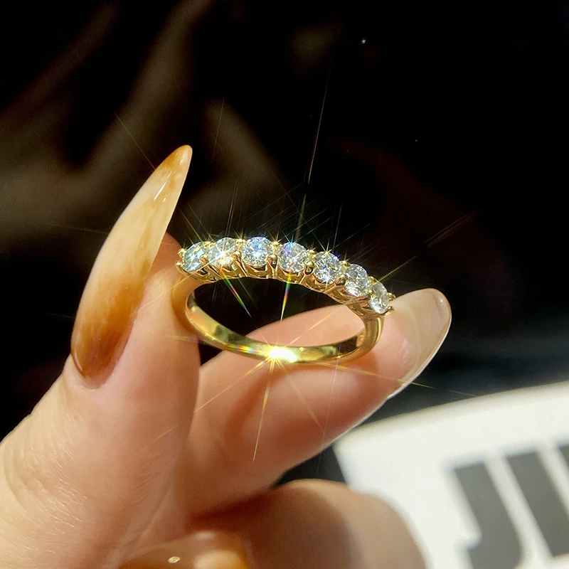 

Stylever 0.7CT Eternity Band Moissanite Rings for Women 925 Sterling Silver Brilliant Diamond Wedding Luxury Jewelry