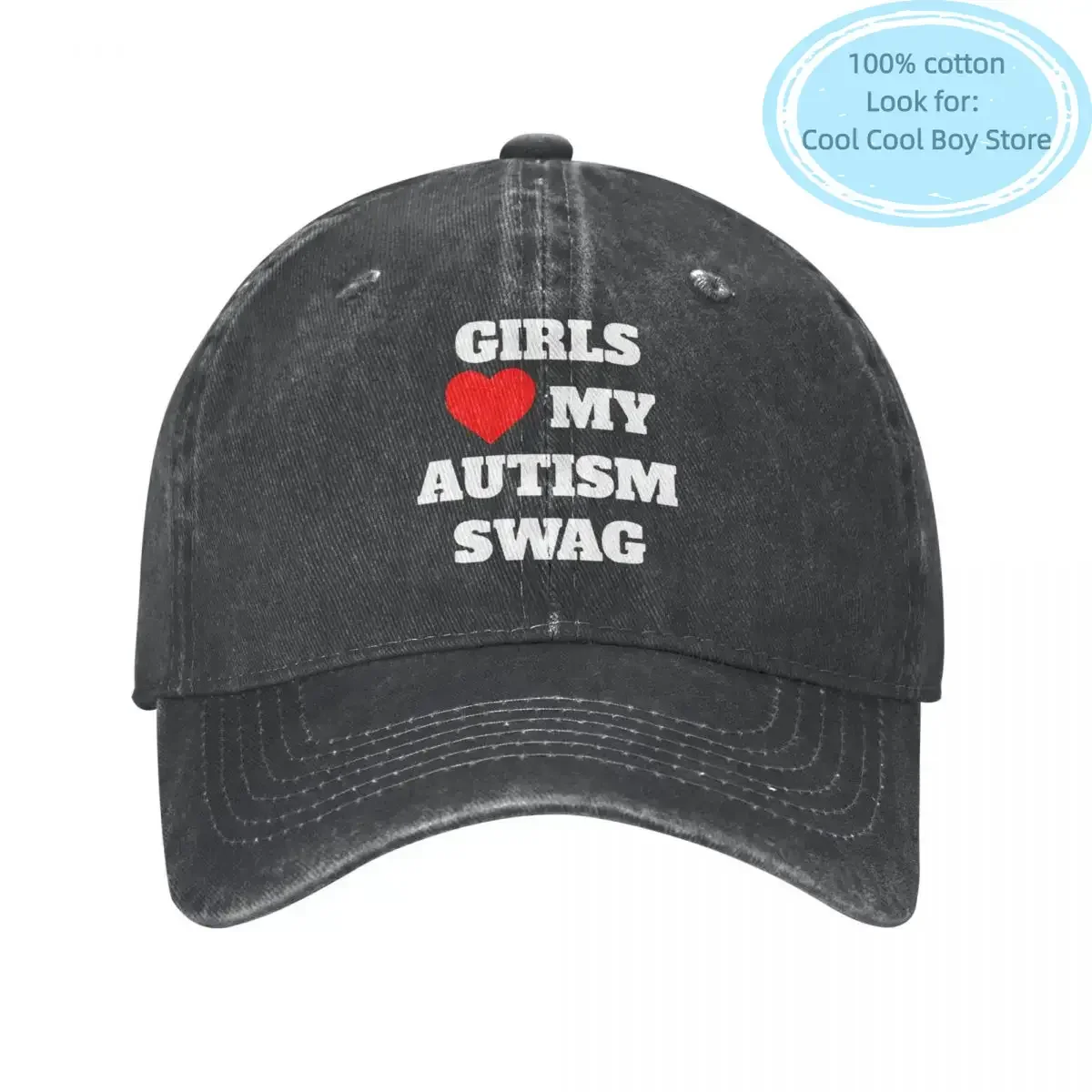 Girls Heart My Autism Swag Baseball Caps Vintage Distressed Denim Washed Snapback Hat Outdoor Activities Adjustable Caps Hat