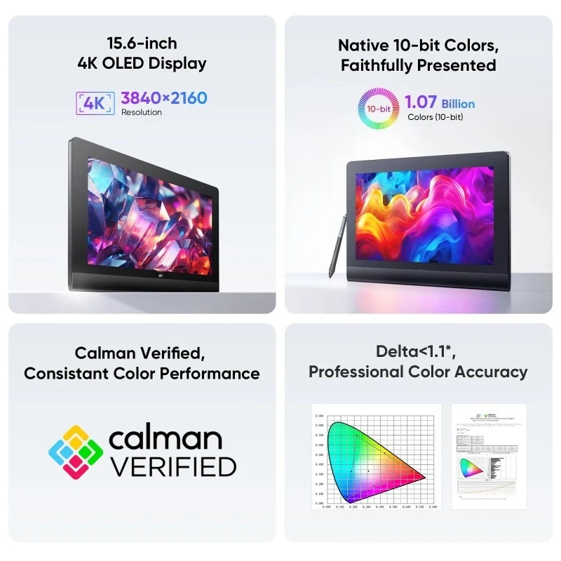 15.6 inch Artist Ultra 16 OLED 4K Touch-screen Drawing Graphic Tablet Monitor Display 16K Pen Pressure for Win mac Android