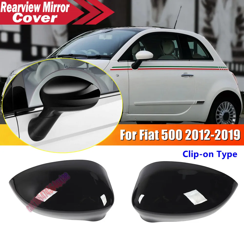 For Fiat 500 Years 2007 to 2021 Exterior Door Housing Trim Replacement ABS Rearview Side Mirror Cover Wing Cap