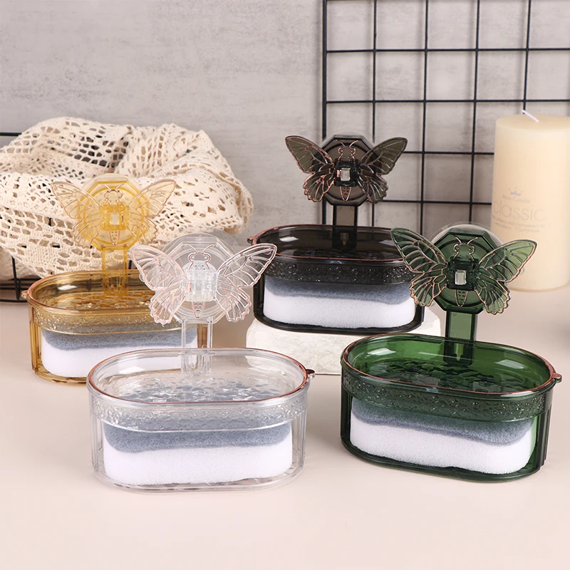 

Light Luxury No Punching Household Wall Mounted Butterfly Suction Cup Soap Box Bathroom Double-layer Drainage Soap Box