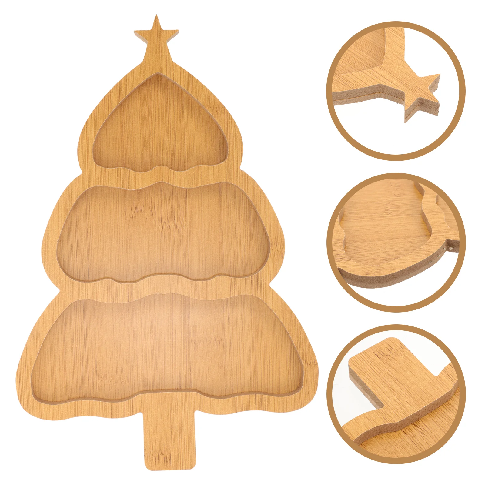 Christmas Tree Tray Village Decorations Candy Plates Xmas Food Snack Appetizer Wooden Creative Dish Man