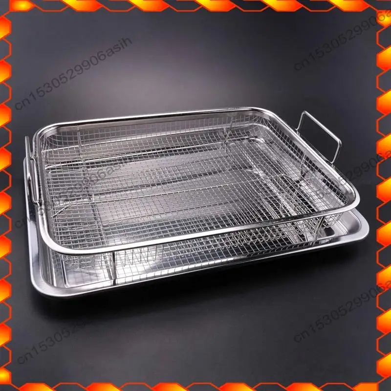 -AT52 Luchtfriteusemand voor oven Roestvrijstalen scherperbak en pan 2-delige set, bakvorm Perfect voor de grill