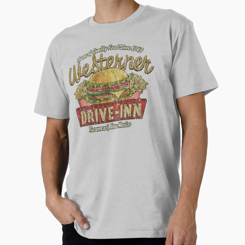 Westerner Drive-Inn 1949 Once Upon a Time in the West 1968 western movie 80s retro cowboy film gift t shirt Large size Tops