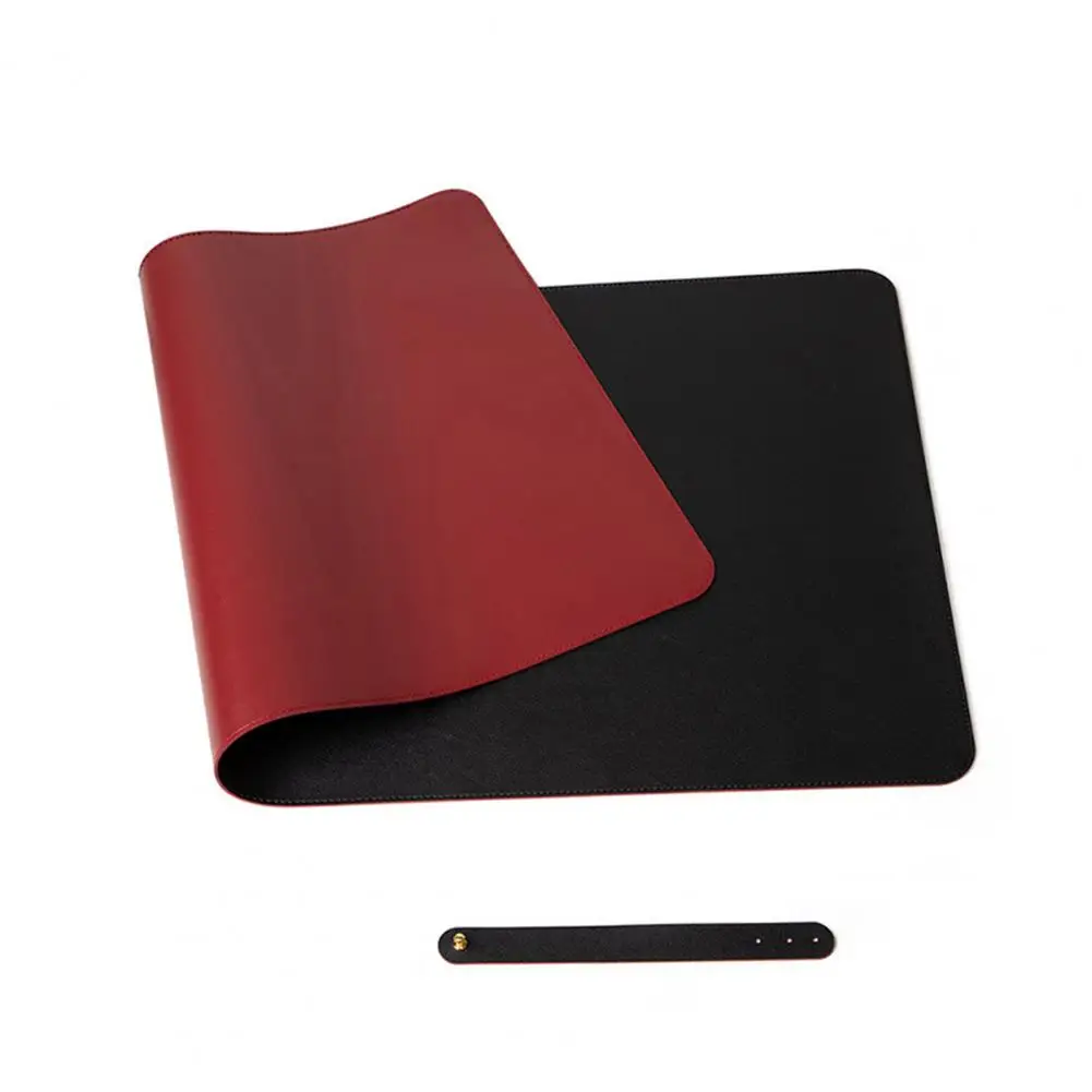 Stain Resistant PVC Mouse Pad Strap Design Faux Leather Decorative Smooth Surface Mouse Cushion Desk Gaming Keyboard Mat